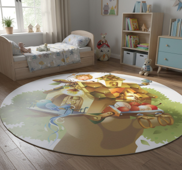Covor de vinil jocuri ilustrație cu casă și copac - TenStickers