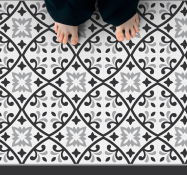 Covor vinil efect de țiglă model floral monocrom - TenStickers