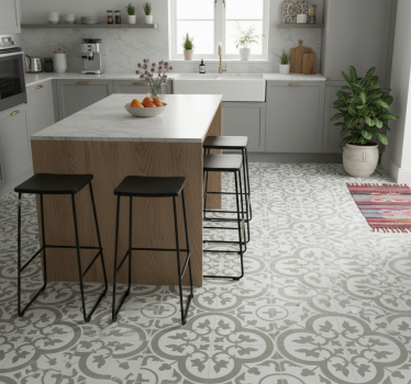Covor de vinil pentru bucătărie azulejos maroc verde ceață - TenStickers