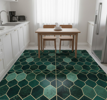 Covor de vinil pentru bucătărie cu contur auriu verde - TenStickers