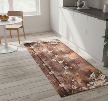 Covor de vinil pentru bucătărie cu model floral din lemn - TenStickers