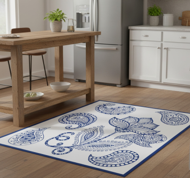 Covor de vinil pentru bucătărie cu paisley și flori - TenStickers