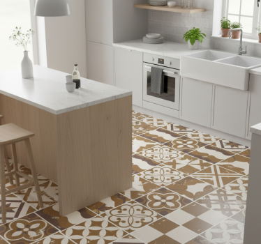 Covor de vinil pentru bucătărie design ciment maro - TenStickers