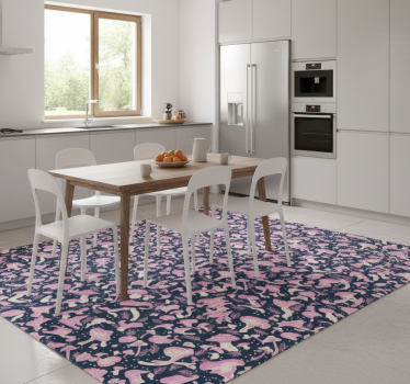 Covor de vinil pentru bucătărie model ciuperci roz - TenStickers