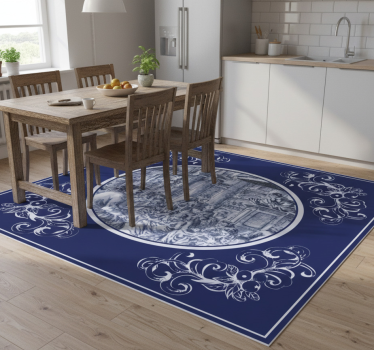 Covor de vinil pentru bucătărie oameni delft albaștri - TenStickers