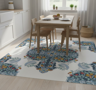 Covor de vinil pentru bucătărie plăci florale vintage - TenStickers