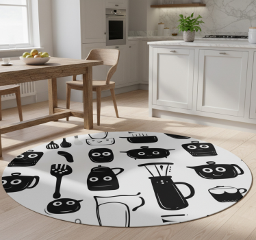 Covor de vinil pentru bucătărie ustensile negre desenate - TenStickers