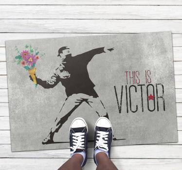 Covor de vinil personalizat buchet de flori bansky - TenStickers