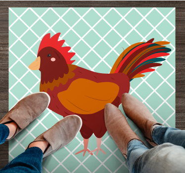 Covor de vinil pentru bucătărie ilustrație colorată de cocoș - TenStickers
