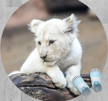 Covor drăguț de pui de leu alb de animale - TenStickers