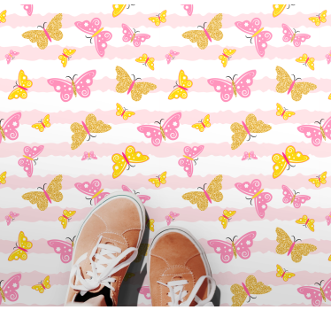Covor dragut dormitor fluturi roz - TenStickers