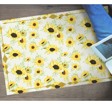 Covor frumos din acuarelă cu model de floarea-soarelui - TenStickers