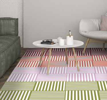 Covor geometric din vinil pătrate cu dungi colorate - TenStickers