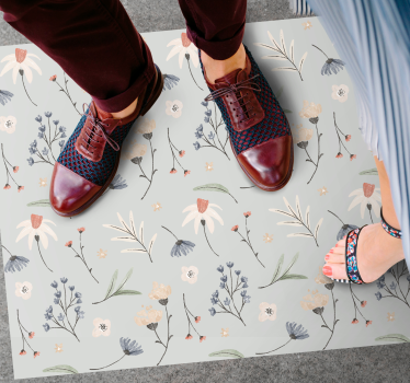 Covor gri cu flori cu model "hamptons". - TenStickers
