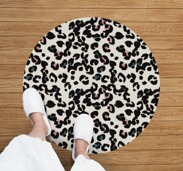 Covor rotund alb din vinil covor cu imprimeu leopard - TenStickers