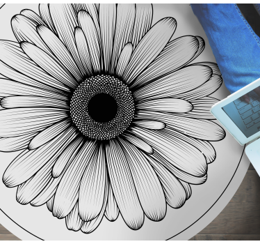 Covor rotund de flori de margaretă cu flori de vinil - TenStickers
