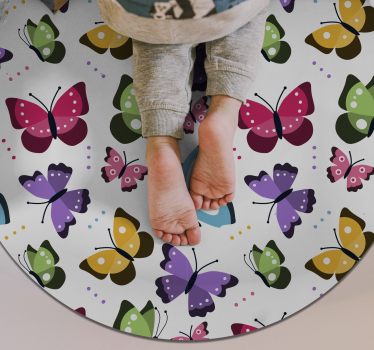 Covor rotund de vinil animale fluturi - TenStickers