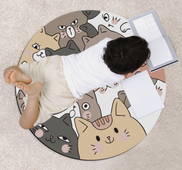 Covor rotund vinil copii pisici - TenStickers