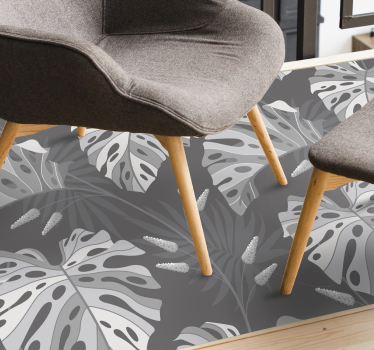 Covor tropical cu frunze tropicale gri - TenStickers