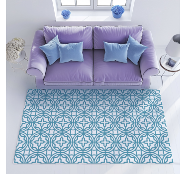 Covor vinil albastru model geometric turcoaz - TenStickers