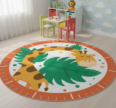 Covor vinil animal ceas pentru copii cu girafă - TenStickers