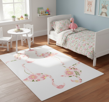 Covor vinil animal cu model floral de flamingo - TenStickers