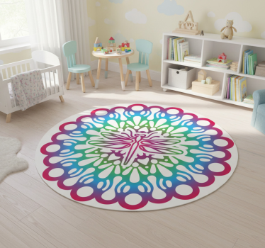 Covor vinil animal mandala cu libelule colorate - TenStickers