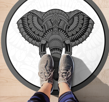 Covor vinil animal mandala gri elefant - TenStickers