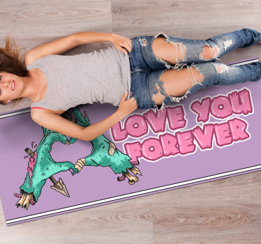Covor vinil animal scenă afectuoasă a dinozaurilor - TenStickers