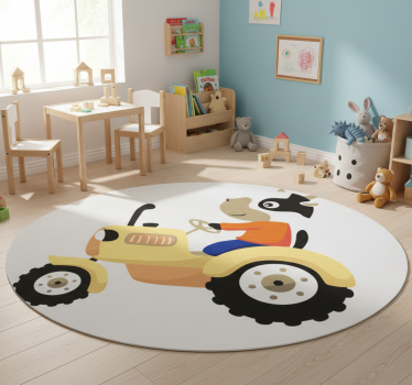 Covor vinil animal vacă pe tractor - TenStickers