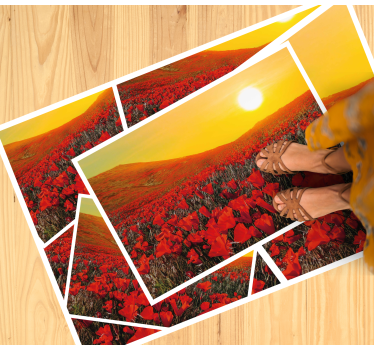 Covor vinil cu aspect de natura câmpuri de flori vibrante - TenStickers
