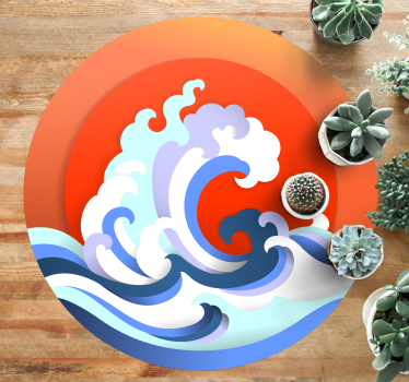 Covor vinil cu aspect de natura cerc de valuri oceanice - TenStickers