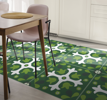 Covor vinil cu aspect de natura imprimeu botanic de smarald - TenStickers