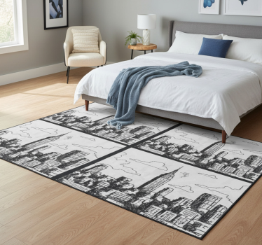 Covor vinil dormitor colaj schițe nyc - TenStickers