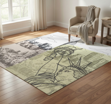 Covor vinil dormitor colaj vintage new york - TenStickers