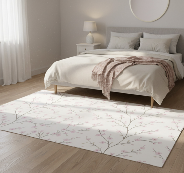 Covor vinil dormitor copac gri cu flori roz - TenStickers