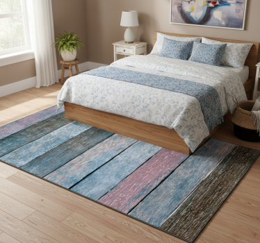 Covor vinil dormitor cu efect de lemn colorat rustic - TenStickers