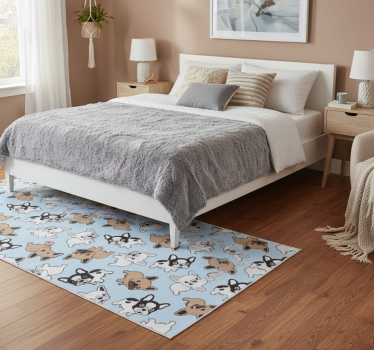 Covor vinil dormitor cu model bulldog francez - TenStickers