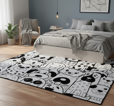 Covor vinil dormitor cu model de câini - TenStickers