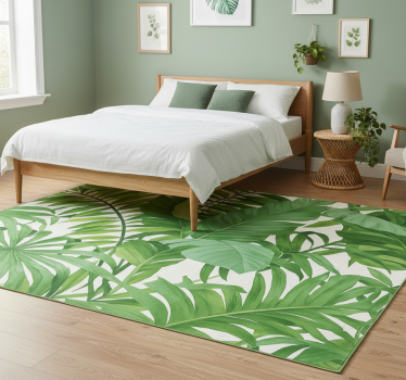Covor vinil dormitor cu motiv frunze tropicale - TenStickers