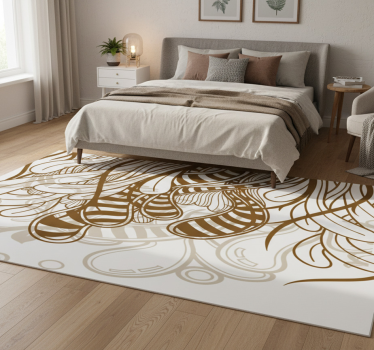 Covor vinil dormitor cu plante abstracte decorative - TenStickers