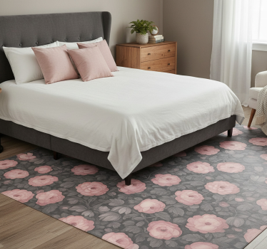 Covor vinil dormitor design floral roz vechi - TenStickers