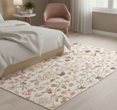 Covor vinil dormitor design flori roz - TenStickers