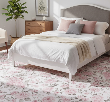 Covor vinil dormitor design retro flori mari - TenStickers