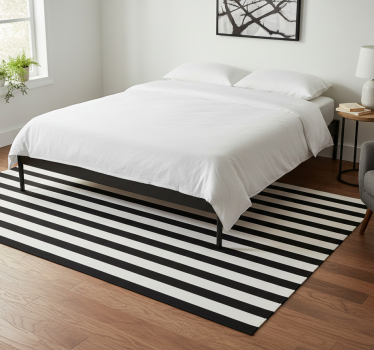 Covor vinil dormitor dungi clasice alb-negru - TenStickers