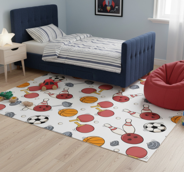 Covor vinil dormitor echipamente sportive în stil doodle - TenStickers