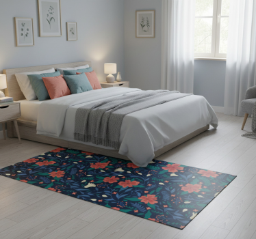 Covor vinil dormitor flori artistice în stil nordic - TenStickers