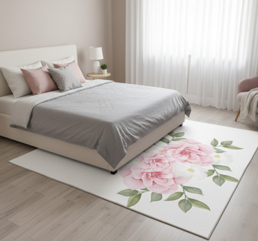 Covor vinil dormitor flori elegante roz - TenStickers