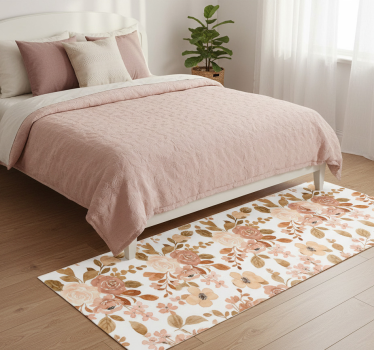 Covor vinil dormitor flori elegante roz pastel - TenStickers