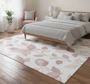 Covor vinil dormitor flori roz - TenStickers